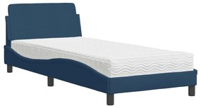 vidaXL Κρεβάτι με Στρώμα Μπλε 90x200 εκ.Υφασμάτινο