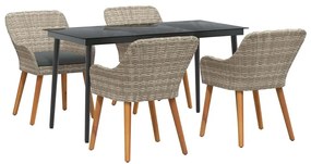 vidaXL Σέτ φαγητού για κήπο 5 pcs Ανοιχτό γκρι συνθετικό ρατάν
