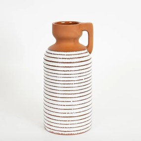 Βάζο Κεραμικό Terracotta-Λευκό 12,1x12,1x26,6εκ. ESTHETI 752-20229