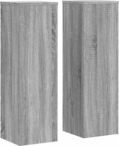 vidaXL Βάσεις Φυτών 2 Τεμ. Γκρι Sonoma 25x25x80 εκ. Επεξεργασμένο Ξύλο