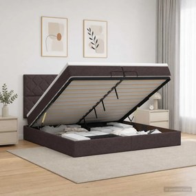 vidaXL Κρεβάτι Ottoman με Στρώμα και LED Σκούρο Καφέ 200 x 200 cm