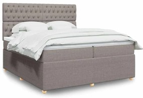 vidaXL Κρεβάτι Boxspring με Στρώμα Taupe 200x200 εκ. Υφασμάτινο