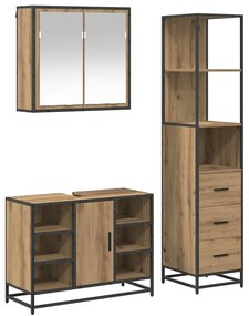 vidaXL Σετ Επίπλων Μπάνιου 3 pcs Artisan Oak Επεξεργασμένο ξύλο