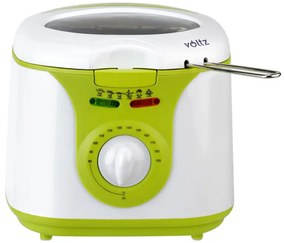 Φριτέζα Voltz V51980A, 2 λίτρα, 1300W, 80-190 C, αντικολλητική φριτέζα, λευκό / πράσινο