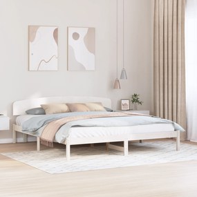vidaXL Κρεβάτι με Κεφαλάρι Λευκό 180x200 εκ. Μασίφ Ξύλο Πεύκου