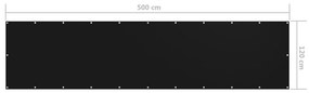 vidaXL Διαχωριστικό Βεράντας Μαύρο 120 x 500 εκ. Ύφασμα Oxford