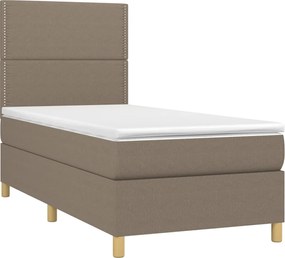 vidaXL Κρεβάτι Boxspring με Στρώμα Taupe 90x190 εκ.Υφασμάτινο