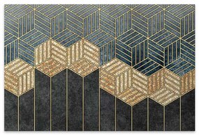 Πίνακας σε καμβά "Golden Cubes" Megapap ψηφιακής εκτύπωσης 100x70x3εκ.-GP033-0129