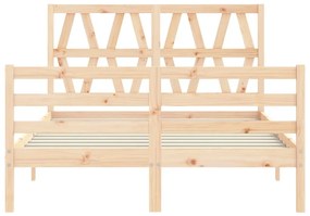 vidaXL Πλαίσιο Κρεβατιού με Κεφαλάρι 140x200 εκ. από Μασίφ Ξύλο