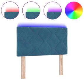 vidaXL LED κεφαλάρι Σκούρο Μπλε 80 cm Τεχνητό Δέρμα