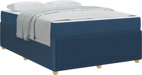 vidaXL Σκελετός Κρεβατιού με στρώμα Μπλε 160 x 200 cm ύφασμα