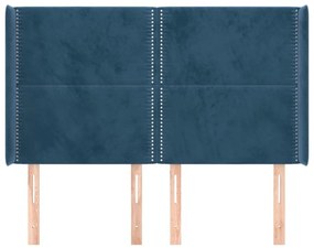 Κεφαλάρι με Πτερύγια Σκούρο Μπλε 147x16x118/128 εκ. Βελούδινο - Μπλε