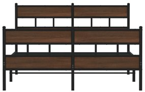 vidaXL Σκελετός Κρεβ. Χωρίς Στρώμα Καφέ Δρυς 150x200 εκ. Μεταλλικό