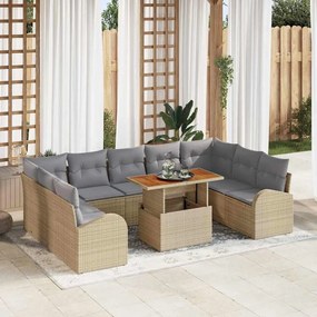 vidaXL Σετ Καναπέ Κήπου 10 pcs μπεζ και ανοιχτό γκρι 100 x 55 x 73 εκ