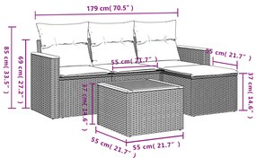 vidaXL Σετ Καναπέ Κήπου 5 τεμ. Μπεζ Συνθετικό Ρατάν με Μαξιλάρι