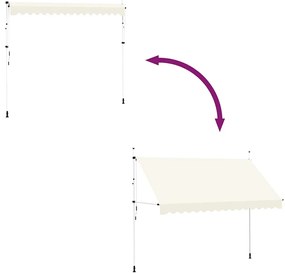 vidaXL Τέντα Συρόμενη Χειροκίνητη Κρεμ 350 εκ.