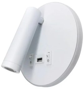 Σποτ Φωτιστικό Τοίχου 43418 μεταλλικό με θύρα USB Inlight-43418-WH-Λευκό 43418-WH