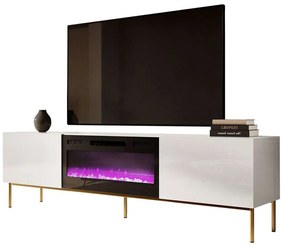 Έπιπλο Τηλεόρασης Με Φλόγα Led Slide Plus 162505529 200x40x57cm White-Gold