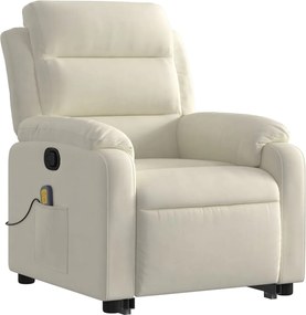 vidaXL Πολυθρόνα Μασάζ Ανακλινόμενη με Ανύψωση Κρεμ Βελούδινη