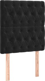 vidaXL Κρεβάτι Boxspring με Στρώμα &amp; LED Μαύρο 90x190 εκ. Βελούδινο