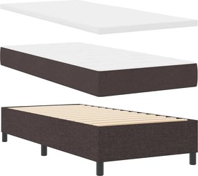 vidaXL LED Κρεβάτι με βάθρο Σκούρο Καφέ 100 x 200 cm ύφασμα