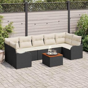 vidaXL Σετ Καναπέ Κήπου 8 pcs Μαύρο Πολυ ράταν