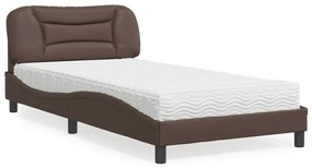 vidaXL Κρεβάτι με Στρώμα Καφέ 100x200 εκ. από Συνθετικό Δέρμα