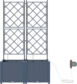 vidaXL Γλάστρα Κήπου 2 τμχ. Γκρι 80 x 40 x 142 cm PP