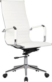BF3300 Πολυθρόνα Γραφείου Διευθυντή, Μέταλλο Βάση Χρώμιο PU Άσπρο   1τμχ