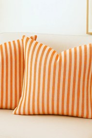 Stewehome Σετ 2 τεμαχίων ριγέ μαξιλαροθήκες από βαμβακερό λινό 43x43 cm