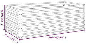 Ζαρντινιέρα 100 x 50 x 36 εκ. από Ατσάλι Σκληρυθέν στον Αέρα - Καφέ