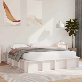 vidaXL Σκελετός Κρεβατιού Λευκό 210 x 178 x 30 εκ Στερεά ξυλεία πεύκου