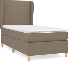 vidaXL Κρεβάτι Boxspring με Στρώμα Taupe 90x190 εκ.Υφασμάτινο