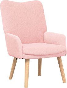 vidaXL Πολυθρόνα Ροζ 63 x 67 x 94 εκ. Ύφασμα Πρόβατου και Κόντρα Πλακέ