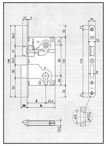 Κλειδαριά AGB Νίκελ μεσόπορτας 40-75mm Οβάλ - Νίκελ