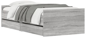 vidaXL Πλαίσιο Κρεβατιού Με Συρτάρια Γκρι Sonoma 75x190εκ Small Single