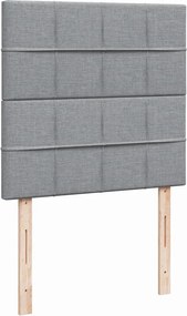 vidaXL Κρεβάτι Boxspring με Στρώμα Ανοιχτό Γκρι 90x190 εκ. Υφασμάτινο