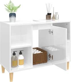 vidaXL Ντουλάπι Νιπτήρα Γυαλ. Λευκό 80x33x60 εκ. Επεξεργασμένο Ξύλο