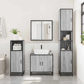 vidaXL Ντουλάπι νιπτήρα μπάνιου γκρι Sonoma 65x33x60 cm