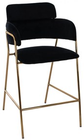 MEDIUM HEIGHT STOOL  VELVET BLACK GOLD PLATED FRAME 54x58x95Y cm.