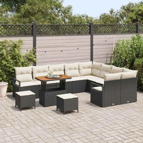 vidaXL Σετ Καναπέ Κήπου με μαξιλάρι 12 pcs Μαύρο Πολυ ράταν