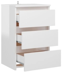 vidaXL Κομοδίνα 2 τεμ. Γυαλιστερό Λευκό 40x35x62,5 εκ. από Επεξ. Ξύλο
