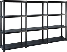 vidaXL Ραφιέρα Αποθήκευσης 4 Επιπέδων Μαύρη 183x30,5x130 εκ. Πλαστική