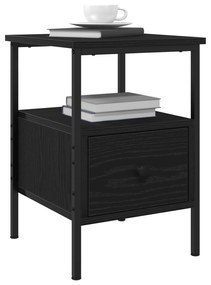 vidaXL Κομοδίνο Μαύρο Δρυς 34x36x50 εκ Επεξεργασμένο Ξύλο και Χάλυβας