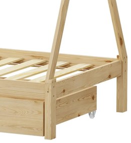 Κρεβάτι παιδικό Lalitto τύπου Montessori με 2 συρτάρια ξύλο πεύκου φυσικό 90x190 εκ. 90x190x170 εκ.