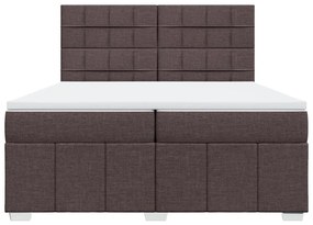 Κρεβάτι Boxspring με Στρώμα Σκούρο Καφέ 200x200 εκ. Υφασμάτινο - Καφέ