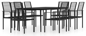 vidaXL Σετ Τραπεζαρίας Κήπου 9 Τεμαχίων Μαύρο