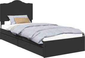 vidaXL Κρεβάτι Αποθήκης Μαύρο 100 x 200 cm Επεξεργασμένο Ξύλο