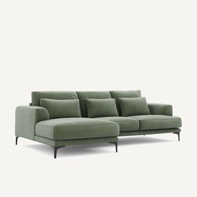 Γωνιακός δεξιός καναπές με βελούδινη ταπετσαρία, Marsile