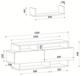 Έπιπλο Τηλεόρασης Sarakino Μαύρο 120x30x44cm - Μελαμίνη - 14410089